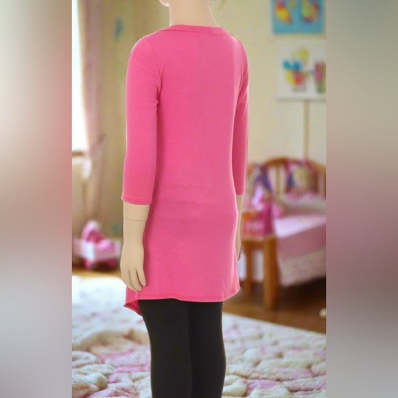 S/M/L/XL NEW Girls High Low Pink Boutique Dress or Long Tunic Top - Picture 5 of 8